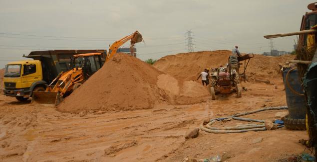 Civil masonry, plastering, and floor screed works on a commercial construction site